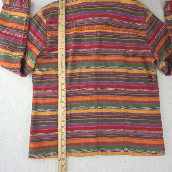 Chico’s Multicolor Striped Button-Up Jacket with Cross Stitching  Size 3 - Picture 8 of 17